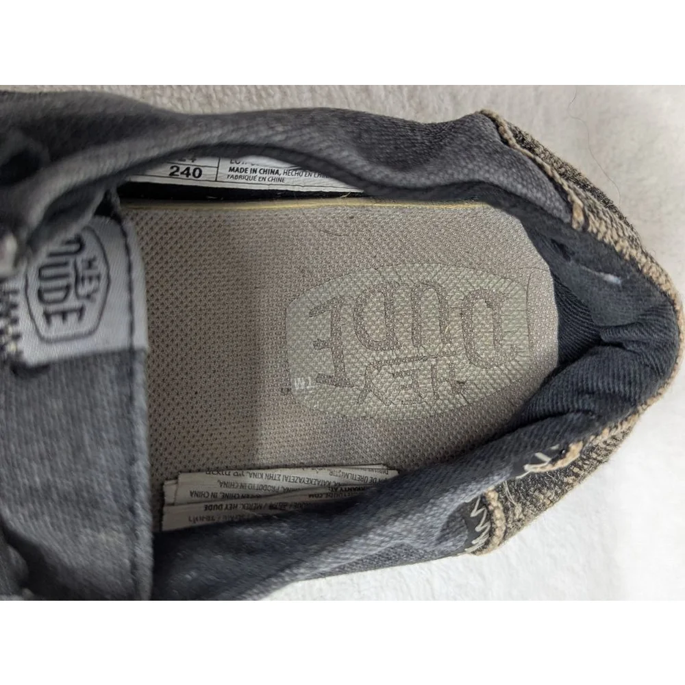 Women's Hey Dude Black Wendy Rise Loafers Size 8 with Beige Accents